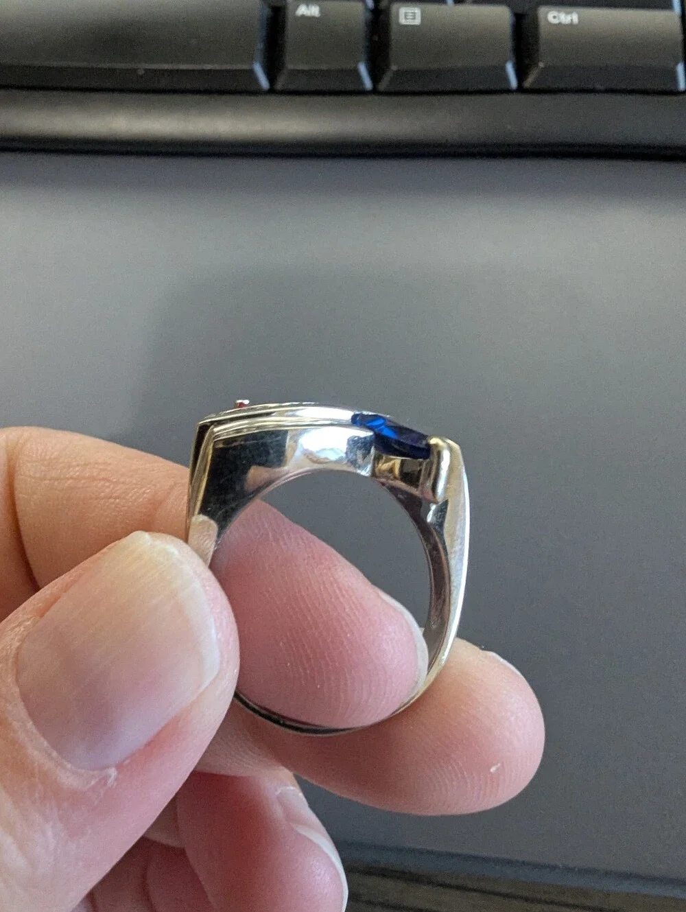 Created Sapphire & Created Ruby Ring with Diamonds Custom